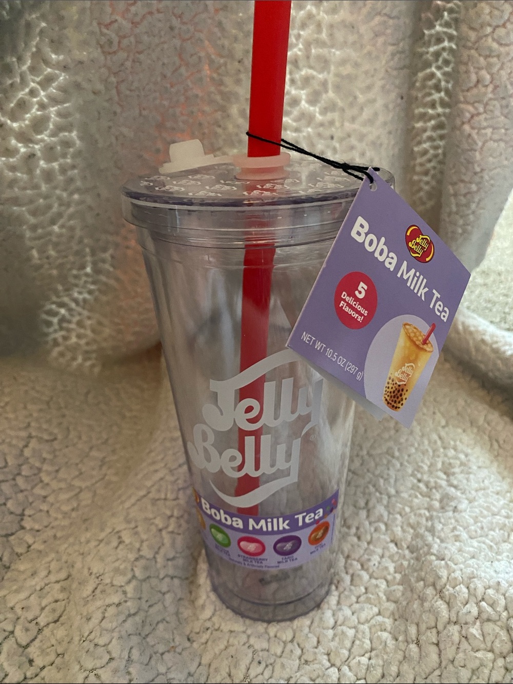 Jelly Belly Boba Milk Tea Tumbler with Red Straw